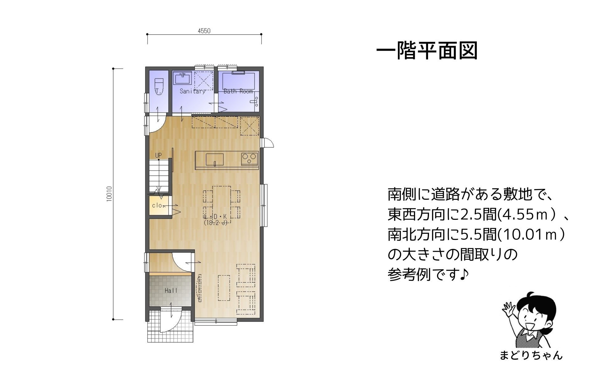 南玄関 4.55m×10.01m の間取り No.3｜まどりちゃんの「VR